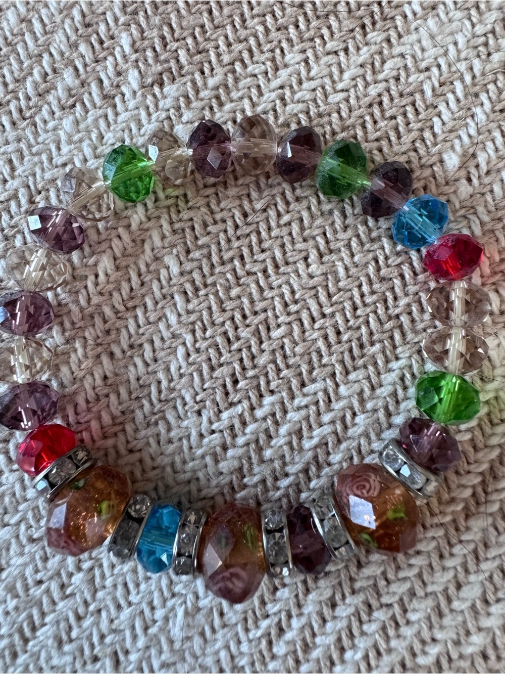 Multicolor Faceted Crystal Stretch Bracelet
